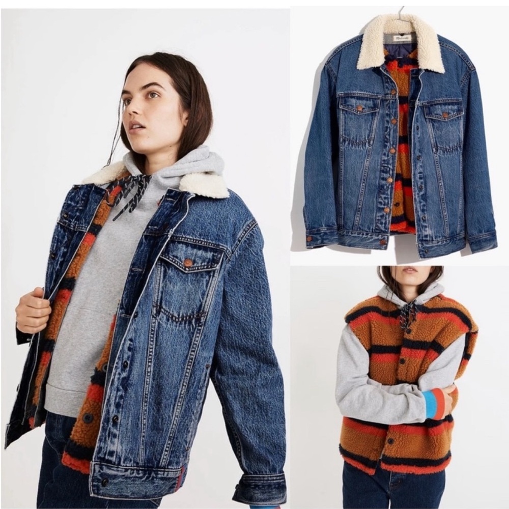 Madewell x Kule Sherpa-Lined Oversized Jean Jacket